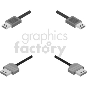 computers usb cable cord isometric
