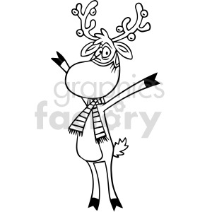 black and white Christmas reindeer wearing mask vector clipart .