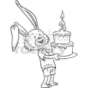 bunny cake black and white clipart .