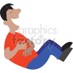 cartoon man rolling on ground laughing vector clipart clipart. Commercial use image # 414874