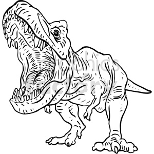 trex dinosaur roaring black+white tattoo