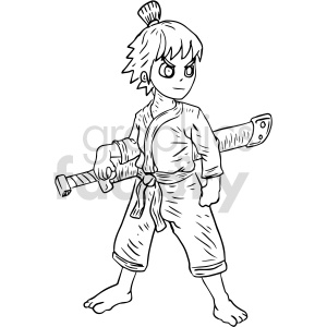 boy kid samari sword japanese black+white