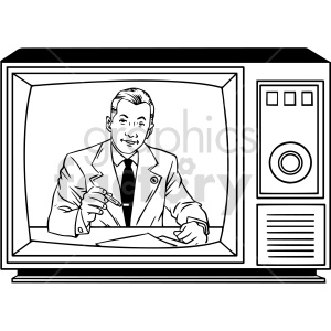 black and white vintage tv clipart clipart. Commercial use image # 416826