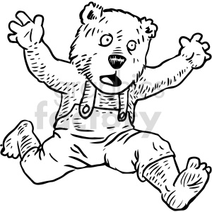 clipart - black and white scared bear cub clipart.
