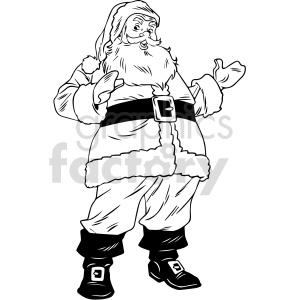 black and white cartoon Santa Clause vector clipart