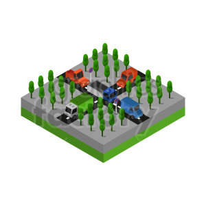 vehicles traffic intersection cars isometric