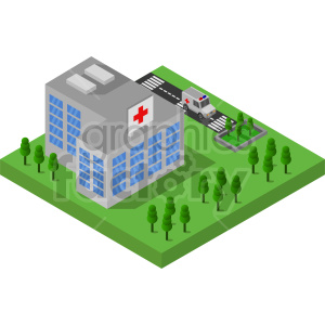 hospital isometric vector graphic clipart.