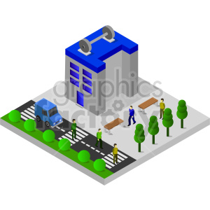 isometric gym building vector graphic clipart.