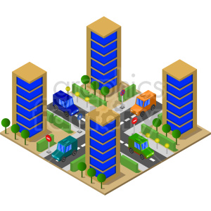 city buildings isometric vector graphic clipart.