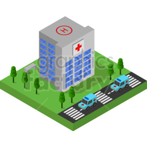 cartoon hospital isometric vector graphic clipart. Commercial use image # 417168