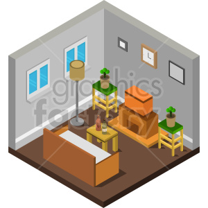 house room isometric vector graphic clipart.
