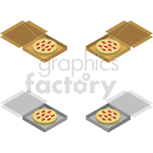 pizza in boxes bundle vector graphic clipart.
