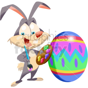cartoon easter bunny painting egg clipart clipart. Royalty-free image # 417657