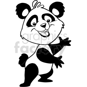 black and white cartoon panda clipart .