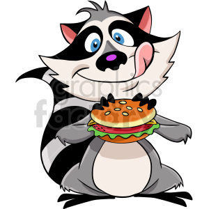 cartoon clipart raccoon eating sandwich .
