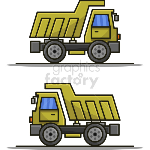 tiny dump trucks vector graphic clipart.