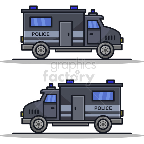 police vans vector graphic set clipart.