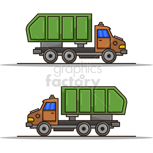 green garbage truck vector clipart .