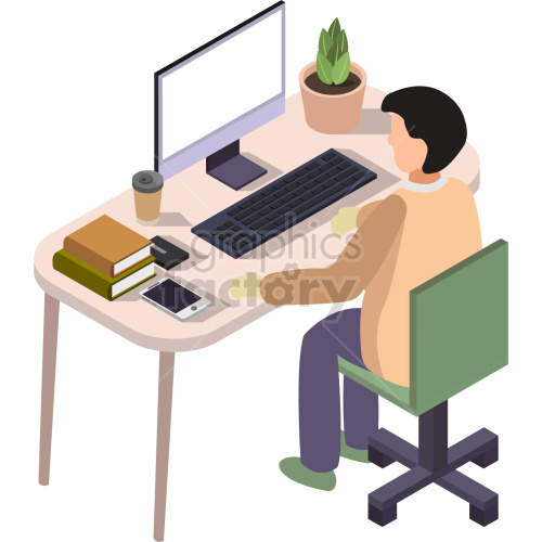 remote home office vector clipart .