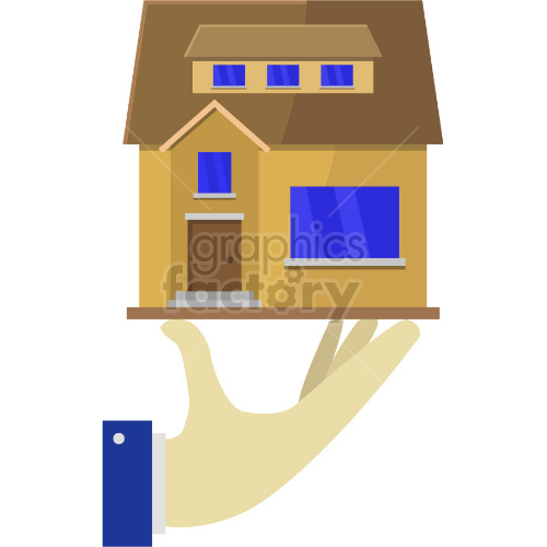 hand holding house flat icon vector graphic clipart. Commercial use image # 418116