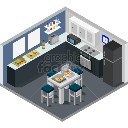 isometric kitchen vector clipart