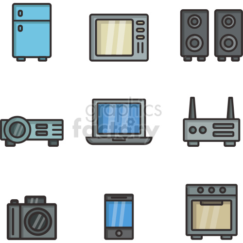 household electronics clipart icon bundle .