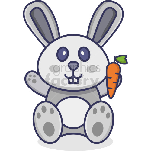 bunny holding carrot vector clipart .