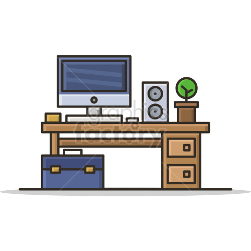 computer desk vector graphic clipart. Royalty-free image # 418381