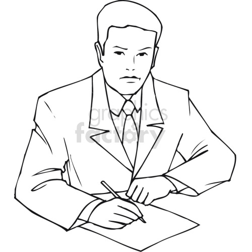 lawyer signing document clipart black white .