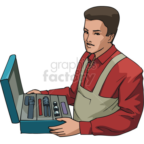 mechanic holding tool set clipart. Commercial use image # 418537