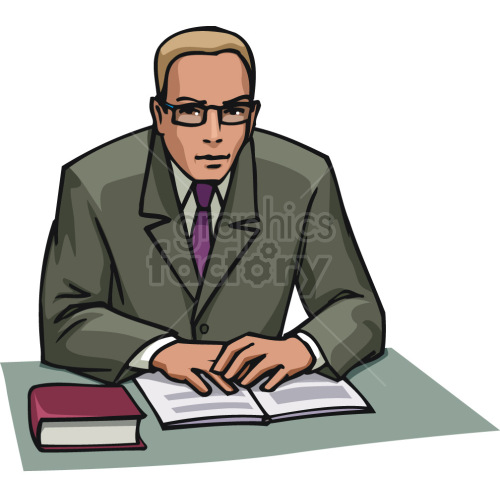 real estate agent reviewing documents clipart.