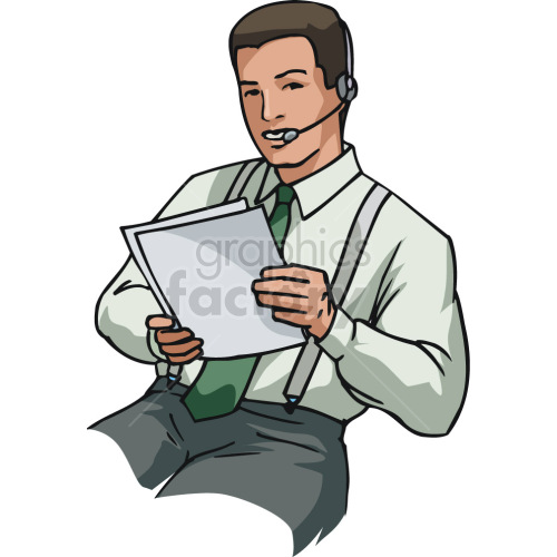 man chatting on headset clipart. Commercial use image # 418570