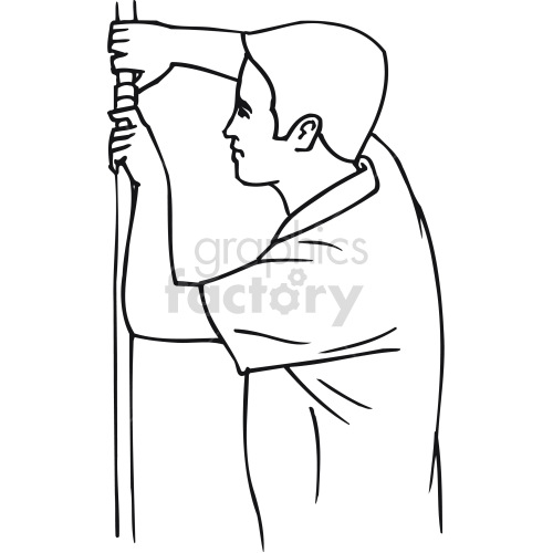 plumber fixing pipe black white clipart. Commercial use image # 418578
