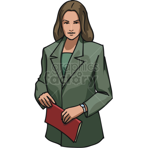 business woman holding book clipart.