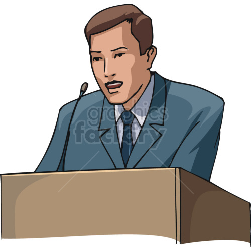 man speaking at podium clipart. Commercial use image # 418635