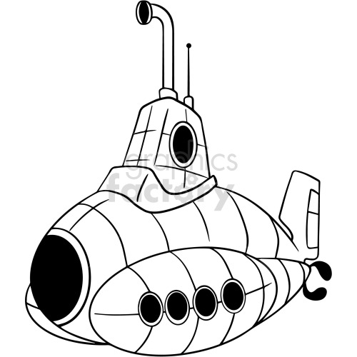black and white cartoon submarine clipart #418717 at Graphics Factory.