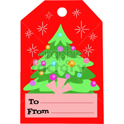 christmas name tag with christmas tree vector clipart