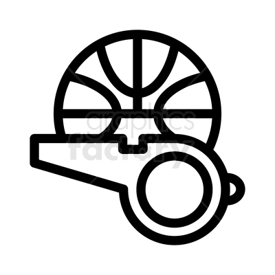 vector graphic of basketball and whistle icon