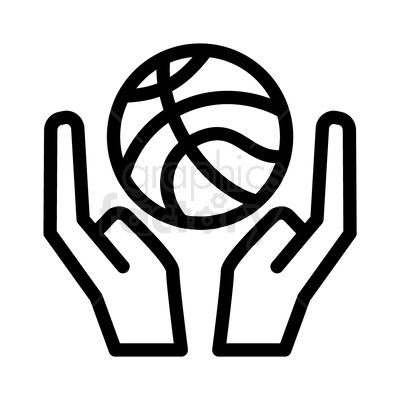 vector graphic of hands passing basketball icon