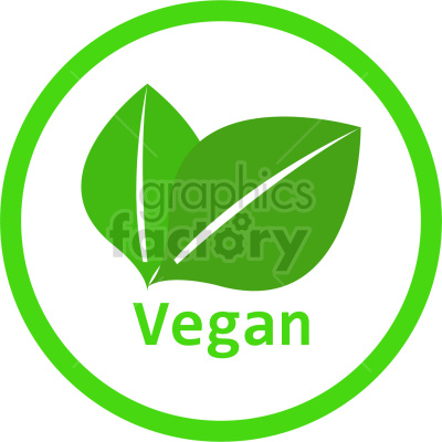 The clipart image shows a green vegan leaf with the word 