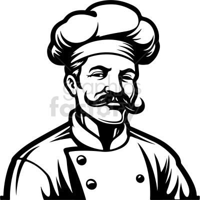 black and white chef vector clip art