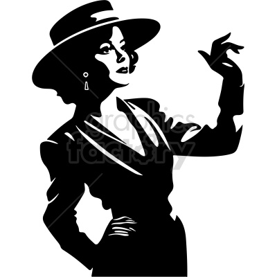 black and white vintage silhouette girl vector clip art