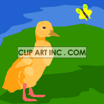 Animated duck with butterfly clipart. Royalty-free image # 118924