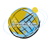 clipart - animated coin spinning around earth.