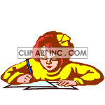 girl doing homework animation. Commercial use animation # 119870