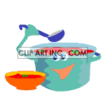 Animated pot putting soup into a bowl animation. Commercial use animation # 120189