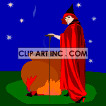 clipart - witch by her cauldron.