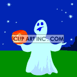 Ghost juggling a pumpkin clipart. Commercial use image # 120514