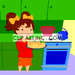 A little girl cooking in the kitchen clipart.