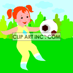 Little girl kicking a soccer ball clipart. Royalty-free image # 120949